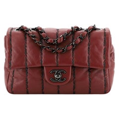 Vertical Stitch Flap Bag Quilted Lambskin Small