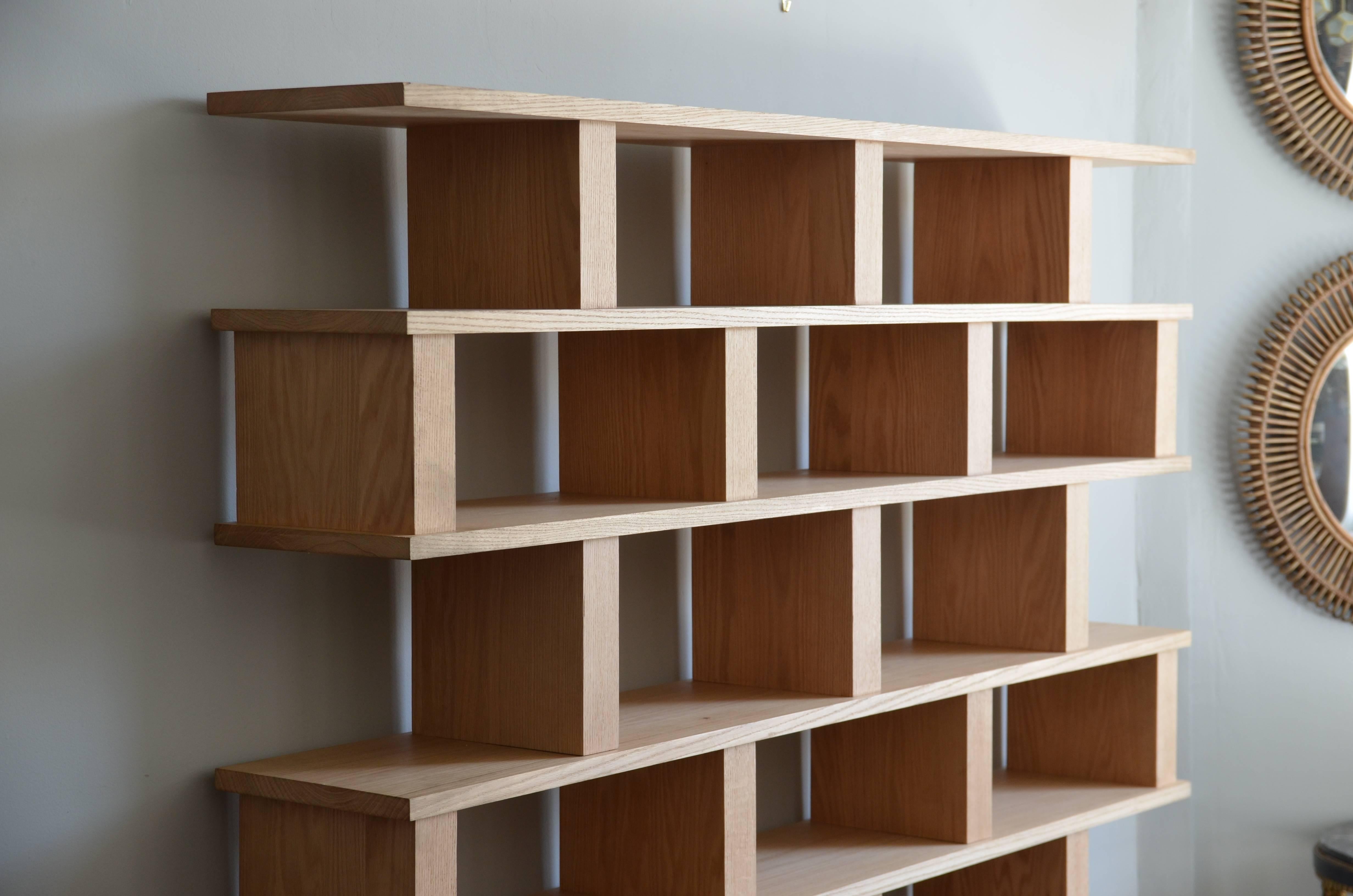 Modern 'Verticale' Polished Oak Shelving Unit by Design Frères