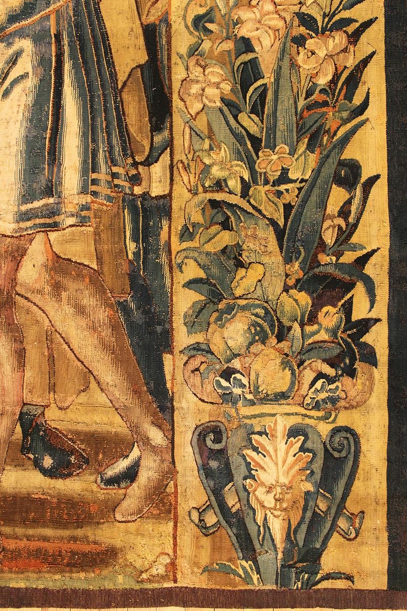 Vertically Oriented Pair of Late 16th Century Flemish Historical Tapestry Panels 2