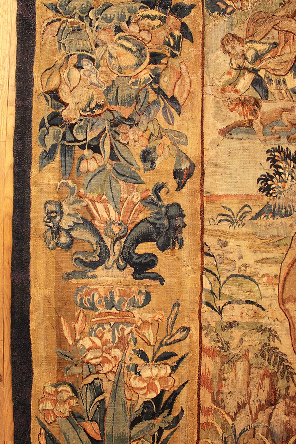 Belgian Vertically Oriented Pair of Late 16th Century Flemish Historical Tapestry Panels