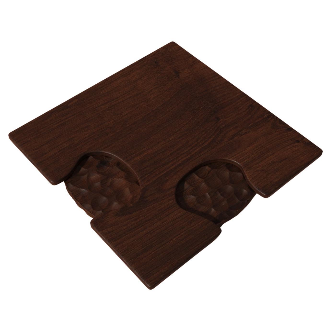 Vertige Coffee Table by Alexandre Ligios, Dark Solid Oak & Hand-sculpted Base