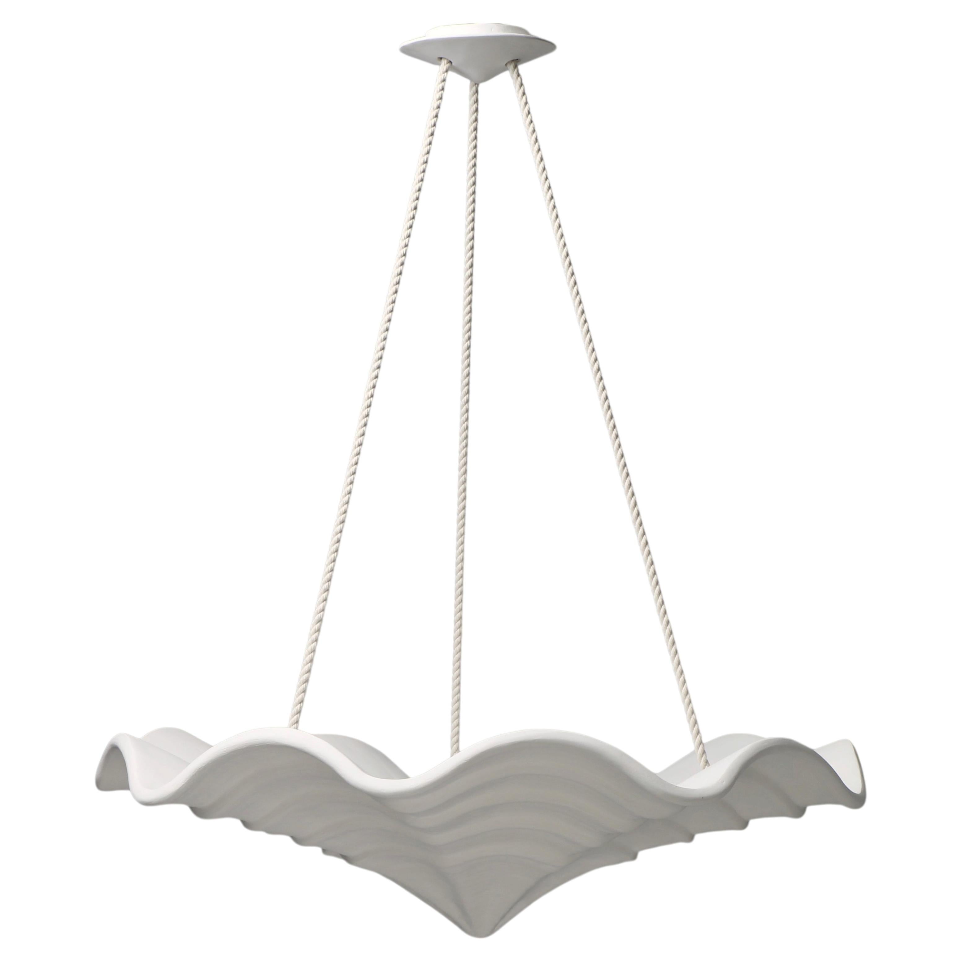 “Vertige” Sculptural Chandelier, Handcrafted in White Plaster by Benediko