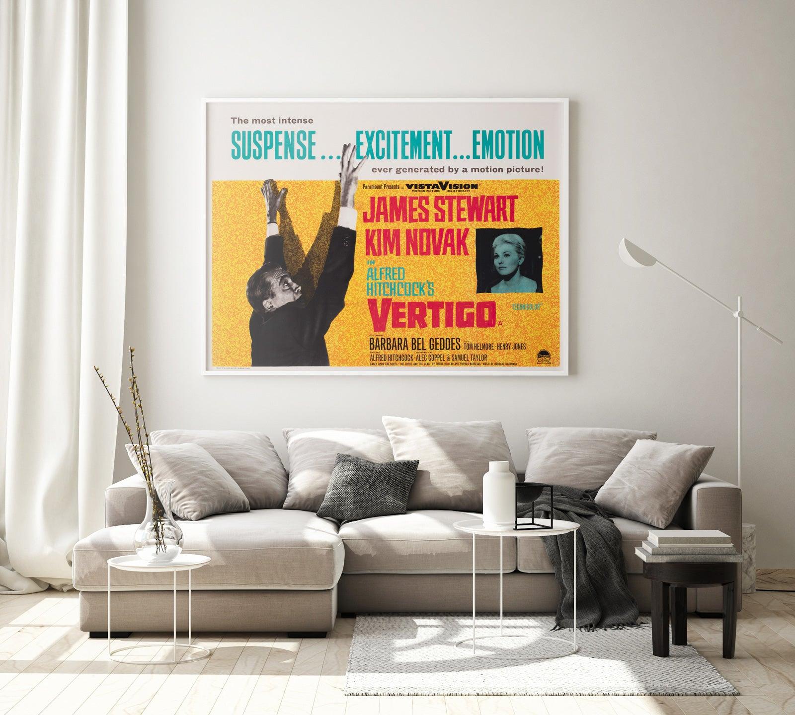 One of our favourite new additions, the extremely rare first-year-of-release and very beautiful UK Quad for Hitchcock classic Vertigo starring James Stewart and Kim Novak.

We love the colours and stylings on this wonderful poster. In superb