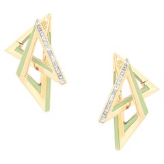 Vertigo Acute Hoops - 18 Carat Yellow Gold and White Diamond