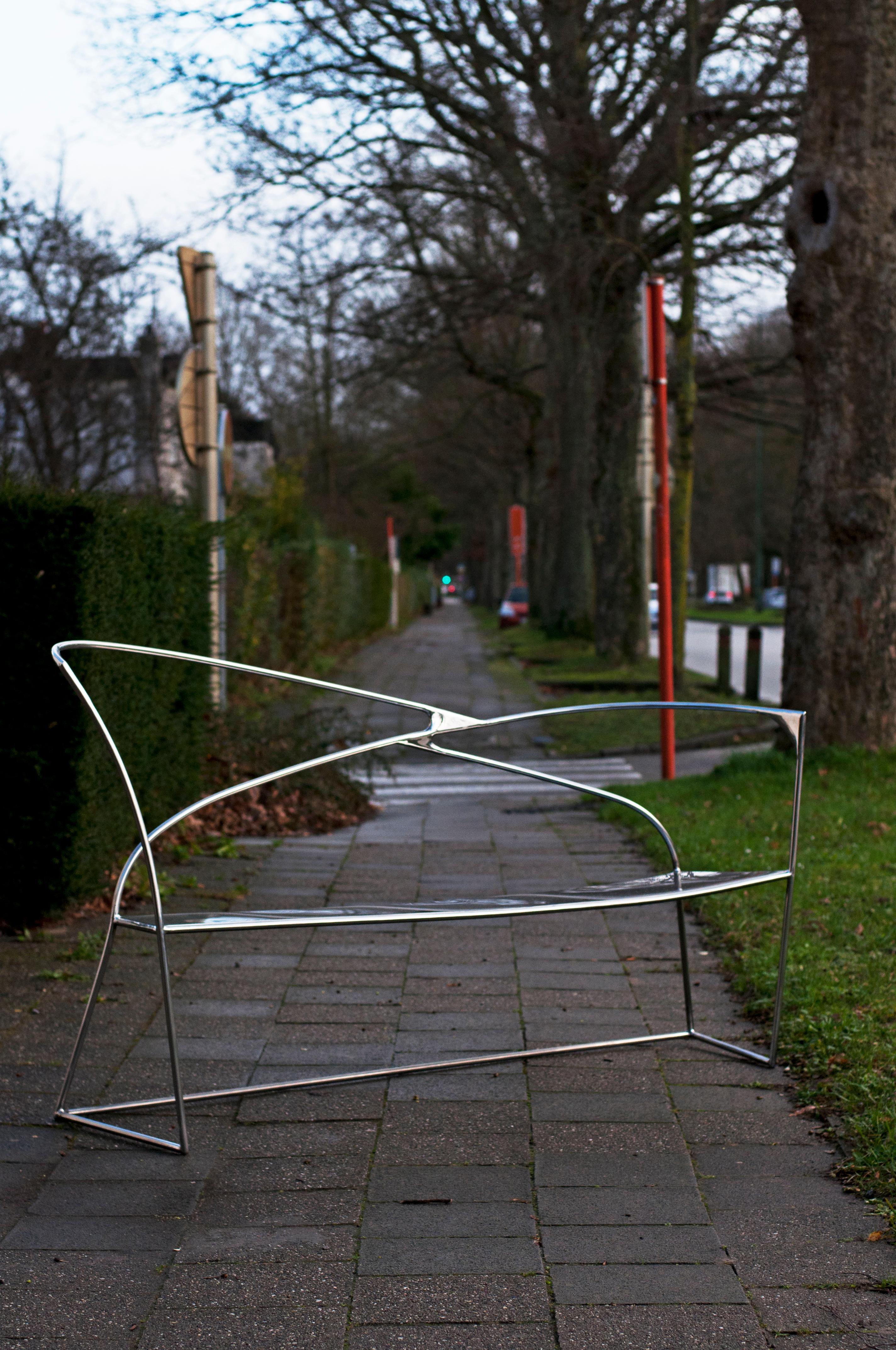 Polished Vertigo Bench by Pol Quadens For Sale