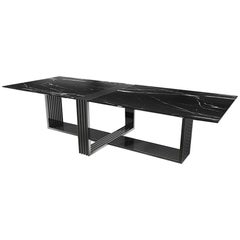 Nero Marquina Marble Vertigo Black Dining Table XL by LUXXU