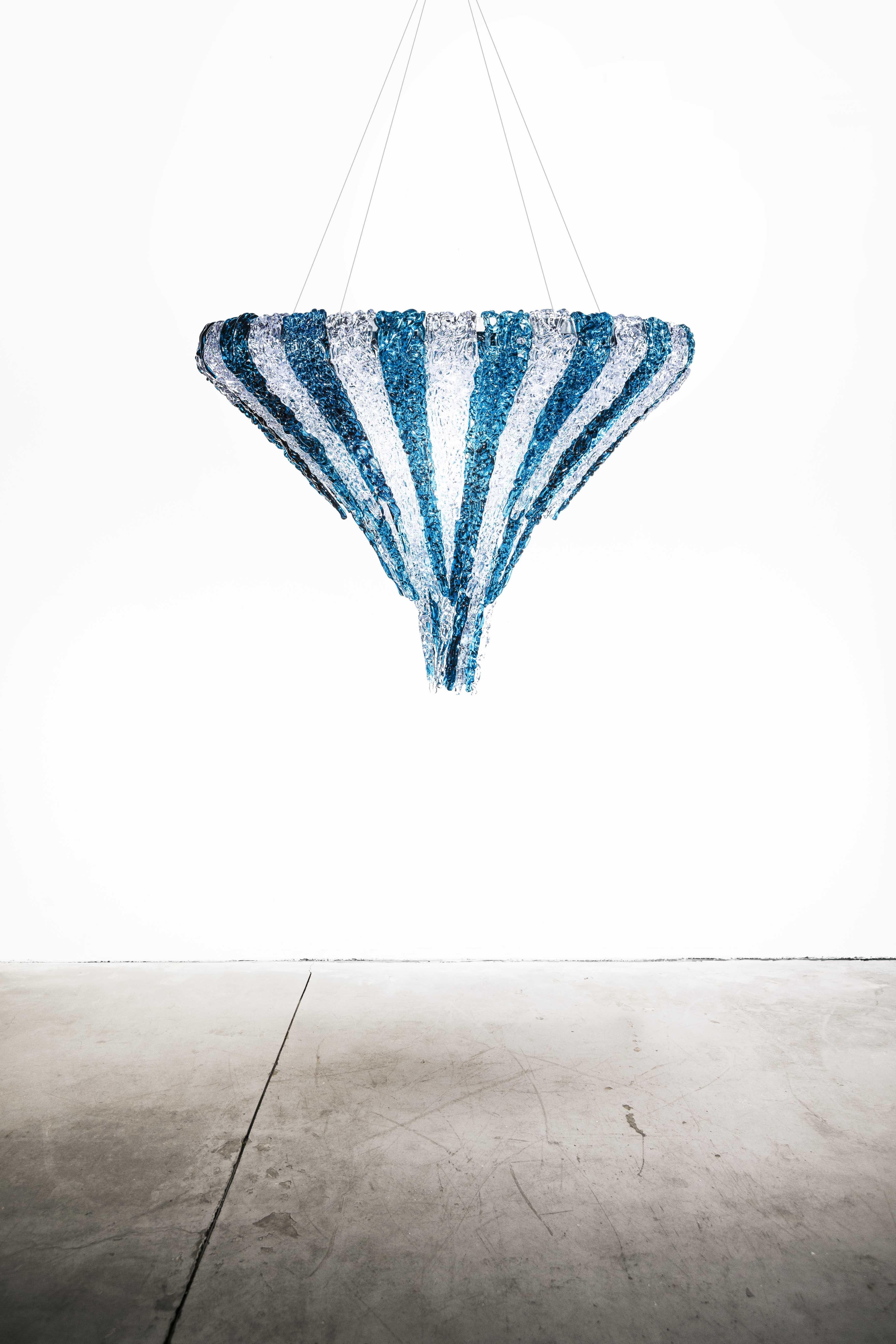 Vertigo Chandelier in Transparent and Amber Resin by Jacopo Foggini For Sale 5