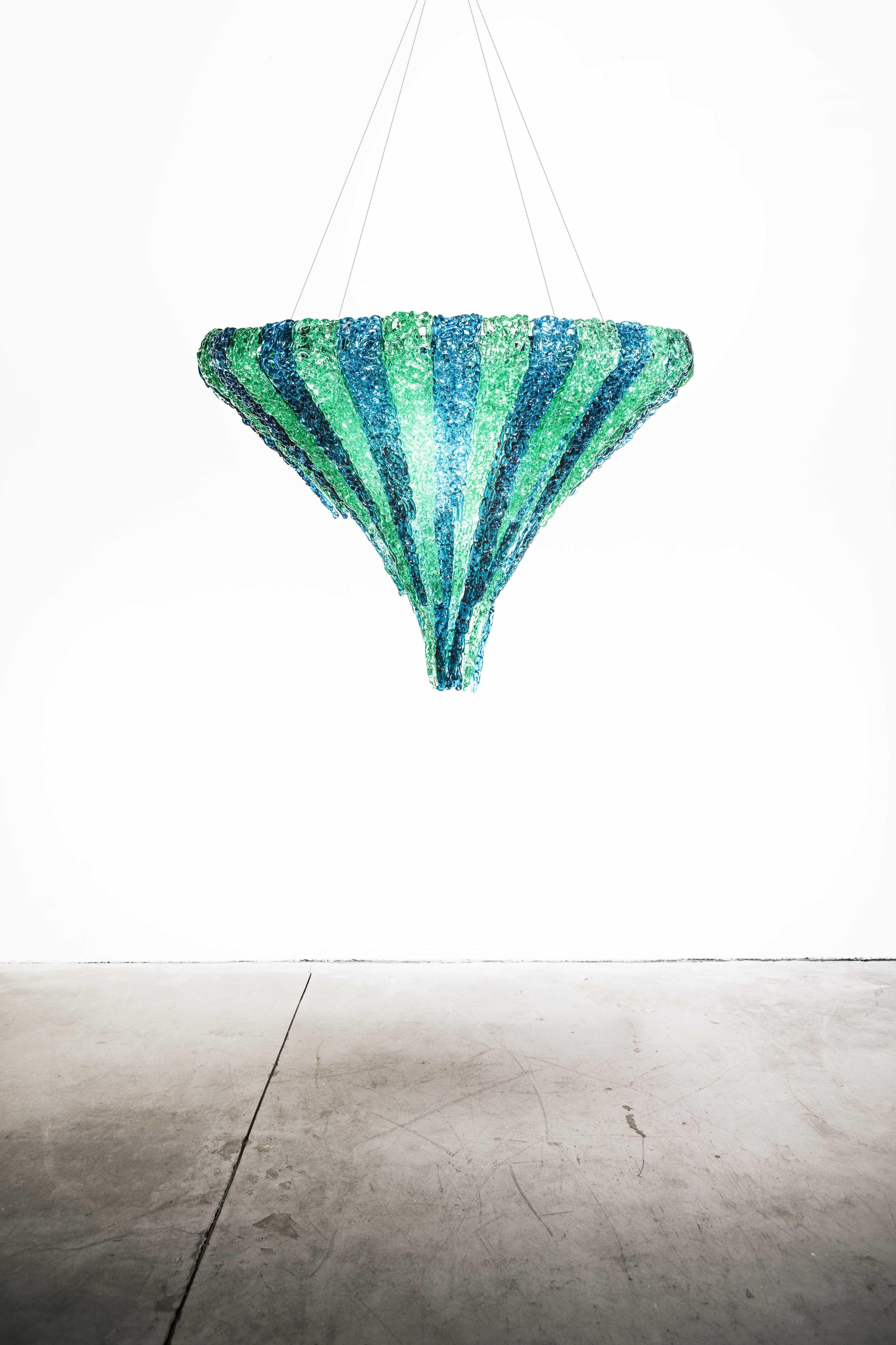 Vertigo Chandelier in Transparent and Blue Resin by Jacopo Foggini For Sale 9