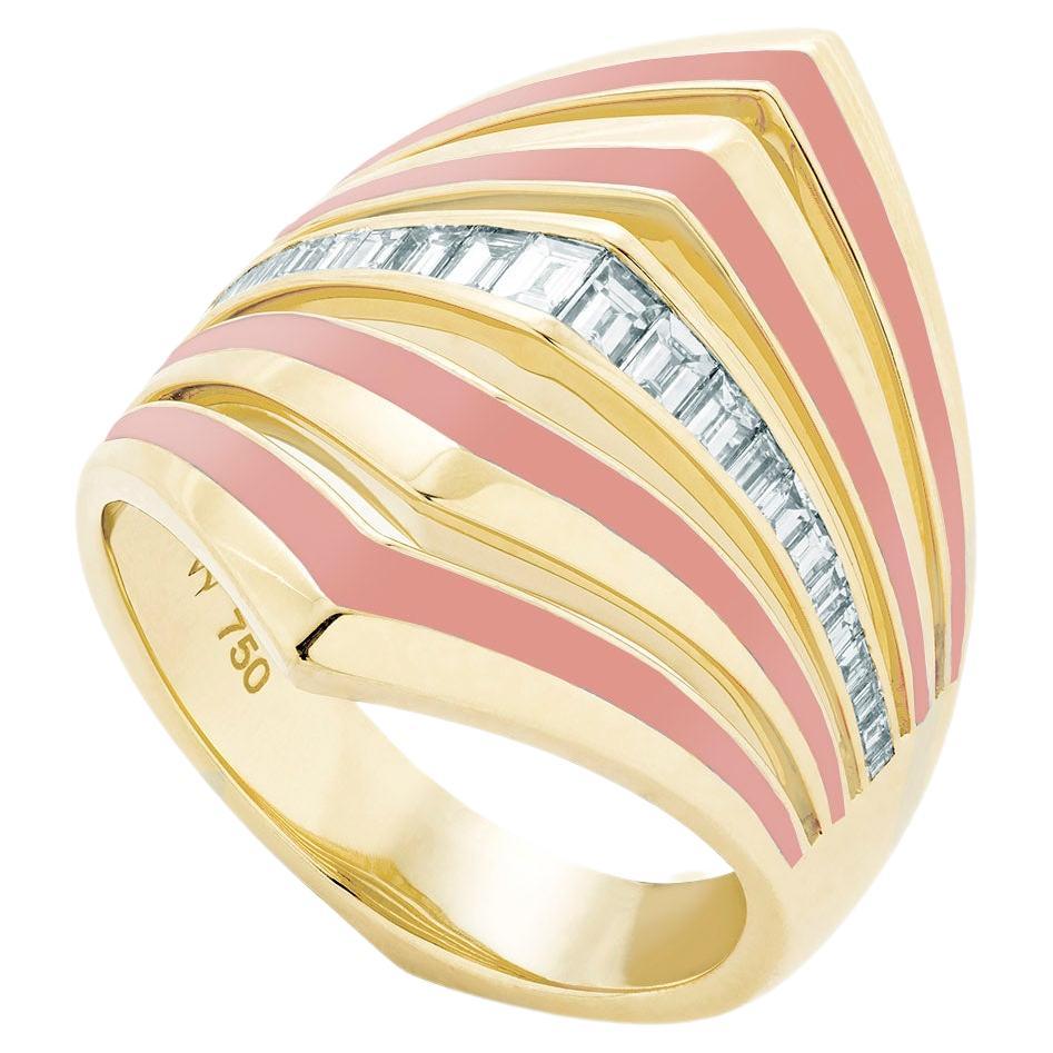 For Sale:  Vertigo Gaining Perspective Ring - 18 Carat Yellow Gold and White Diamond