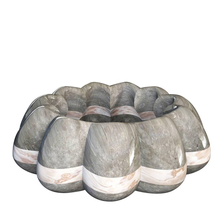 Vertigo Grey and Pink Marble Bowl For Sale