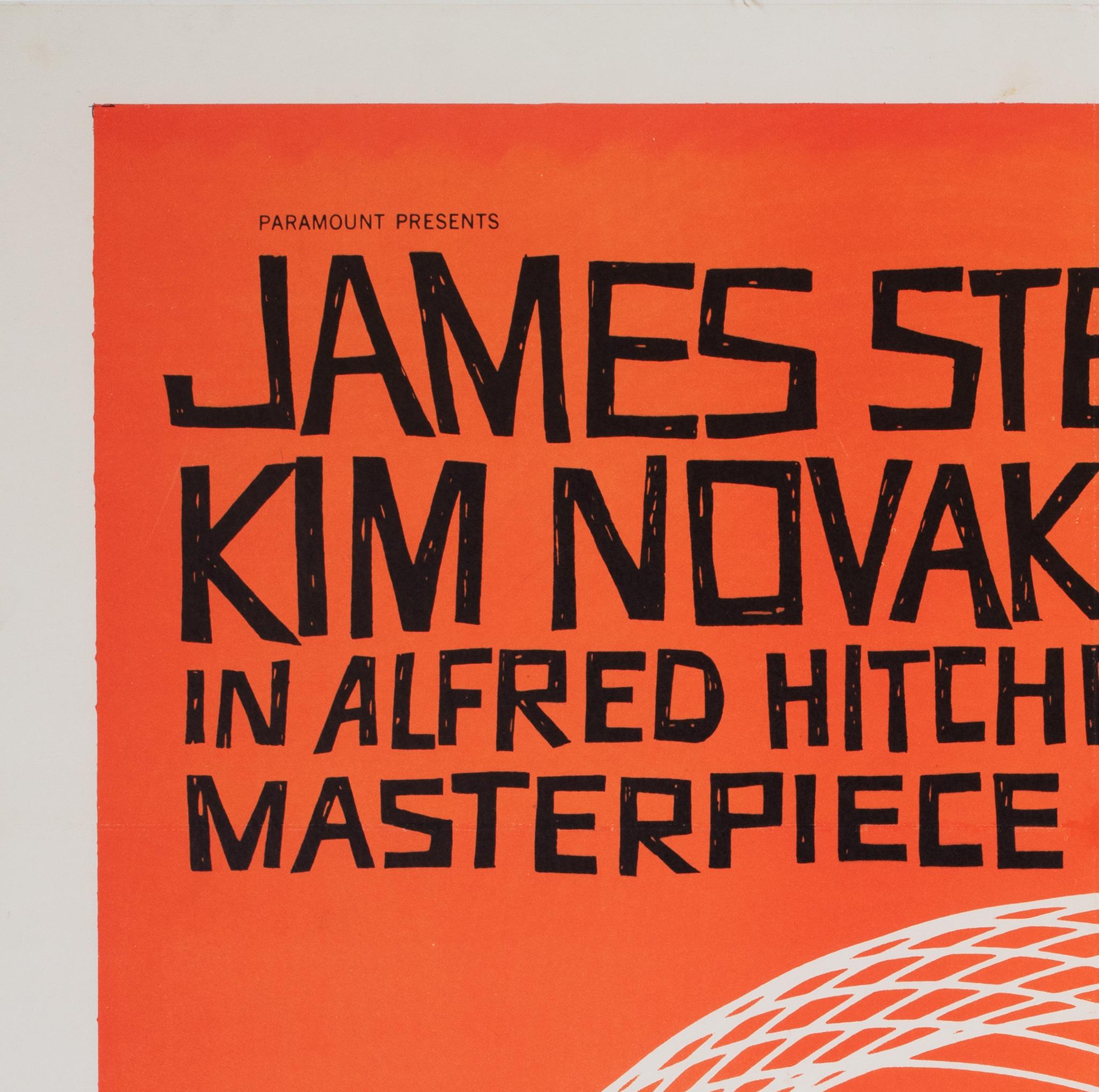 VERTIGO - Hitchcock, 1958 EE.UU. 1 HOJA Póster de película, SAUL BASS Estadounidense