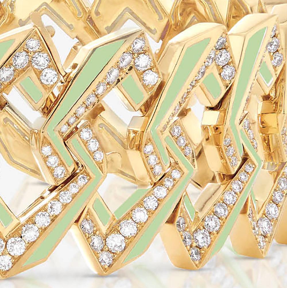 Contemporain Bracelet impossible Vertigo en or jaune 18 carats et diamants blancs en vente