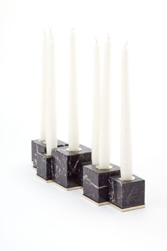Vértigo Menorah Portavelas de Piedra Ónice Negro