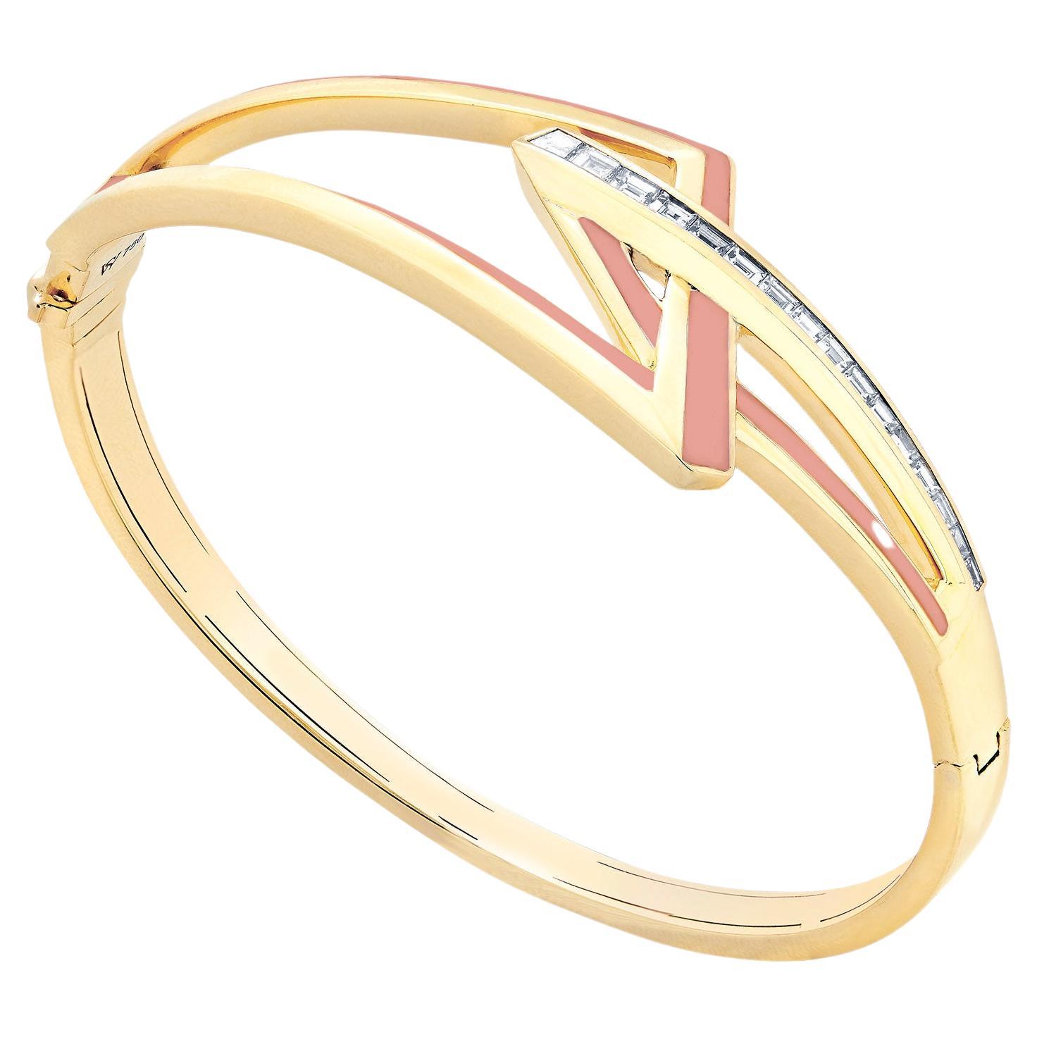 Vertigo Obtuse Bracelet - 18 Carat Yellow Gold and White Diamond For Sale