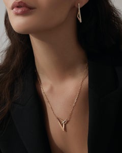 Vertigo Obtuse Necklace - 18 Carat Yellow Gold and White Diamond