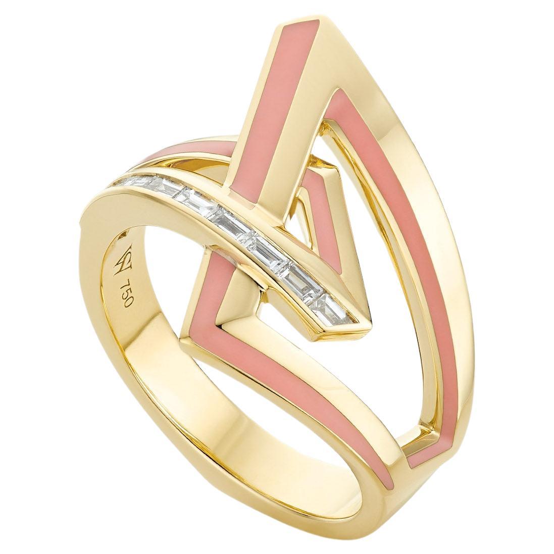 For Sale:  Vertigo Obtuse Ring - 18 Carat Yellow Gold and White Diamond