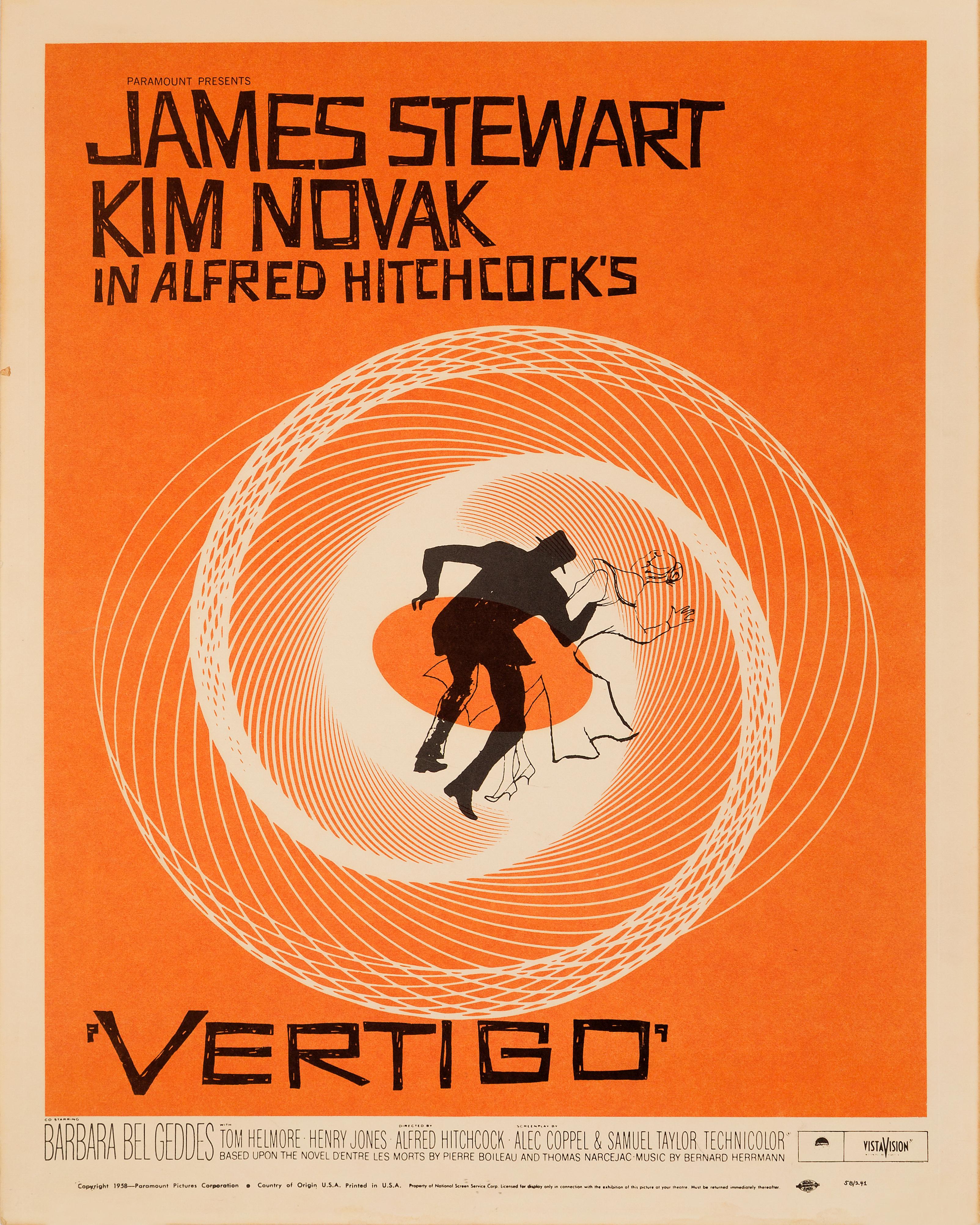 Moderne vertigo - Affiche de film originale et vintage pour les États-Unis:: 1958