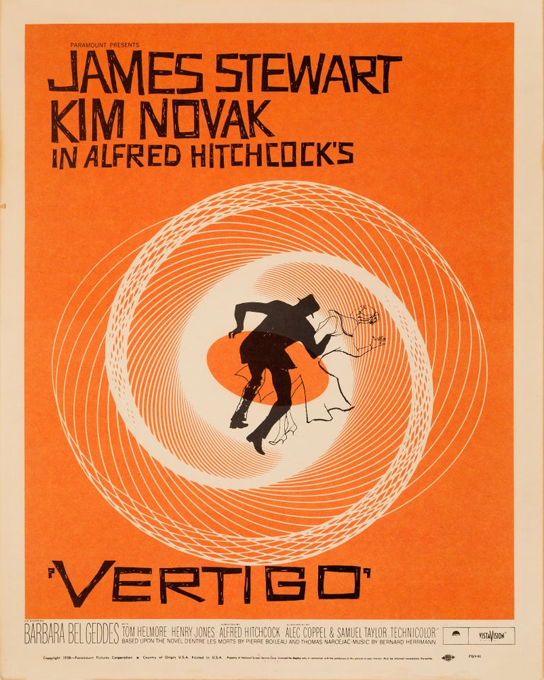 American 'Vertigo' Original Vintage US Window Card Movie Poster, 1958
