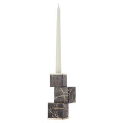 Kurzer schwarzer Onyxstein-Kerzenhalter aus Stein von Vertigo