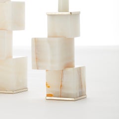 Portavelas Vértigo Corto Crema Ónice Piedra