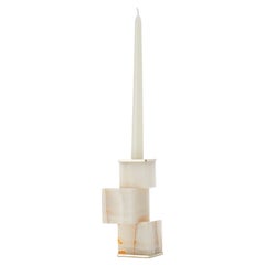Vertigo Short Cream Onyx Stone Candleholder