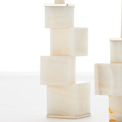 Kerzenhalter aus cremefarbenem Onyx-Stein von Vertigo