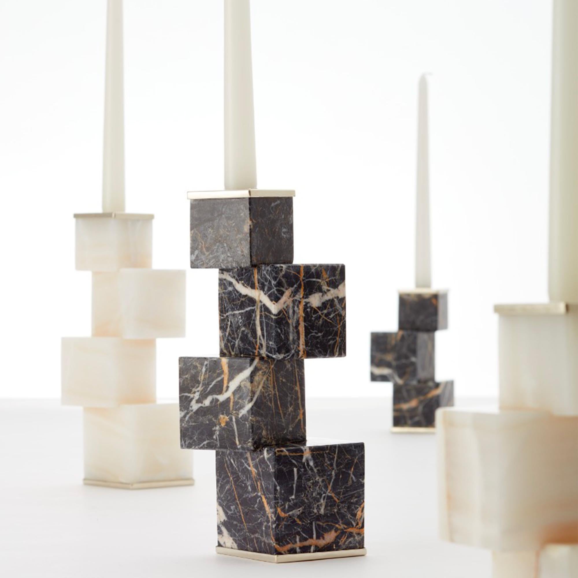 Vertigo Tall Cream Onyx Stone Candleholder In New Condition For Sale In Buenos Aires, AR