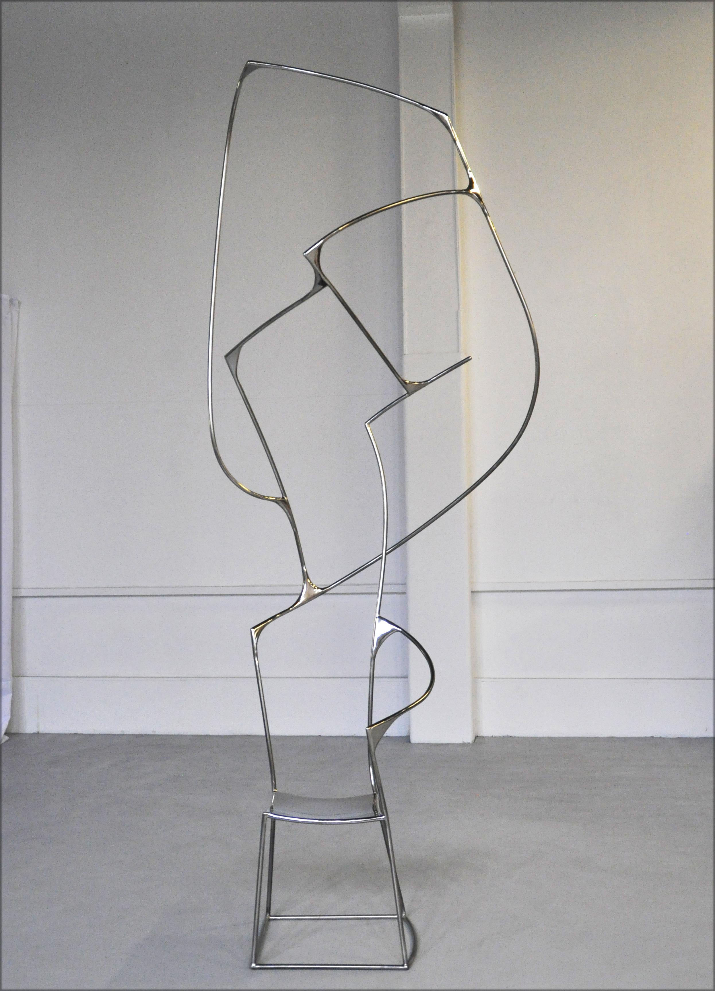 Polished Vertigo V Sculptural Chair by Pol Quadens For Sale
