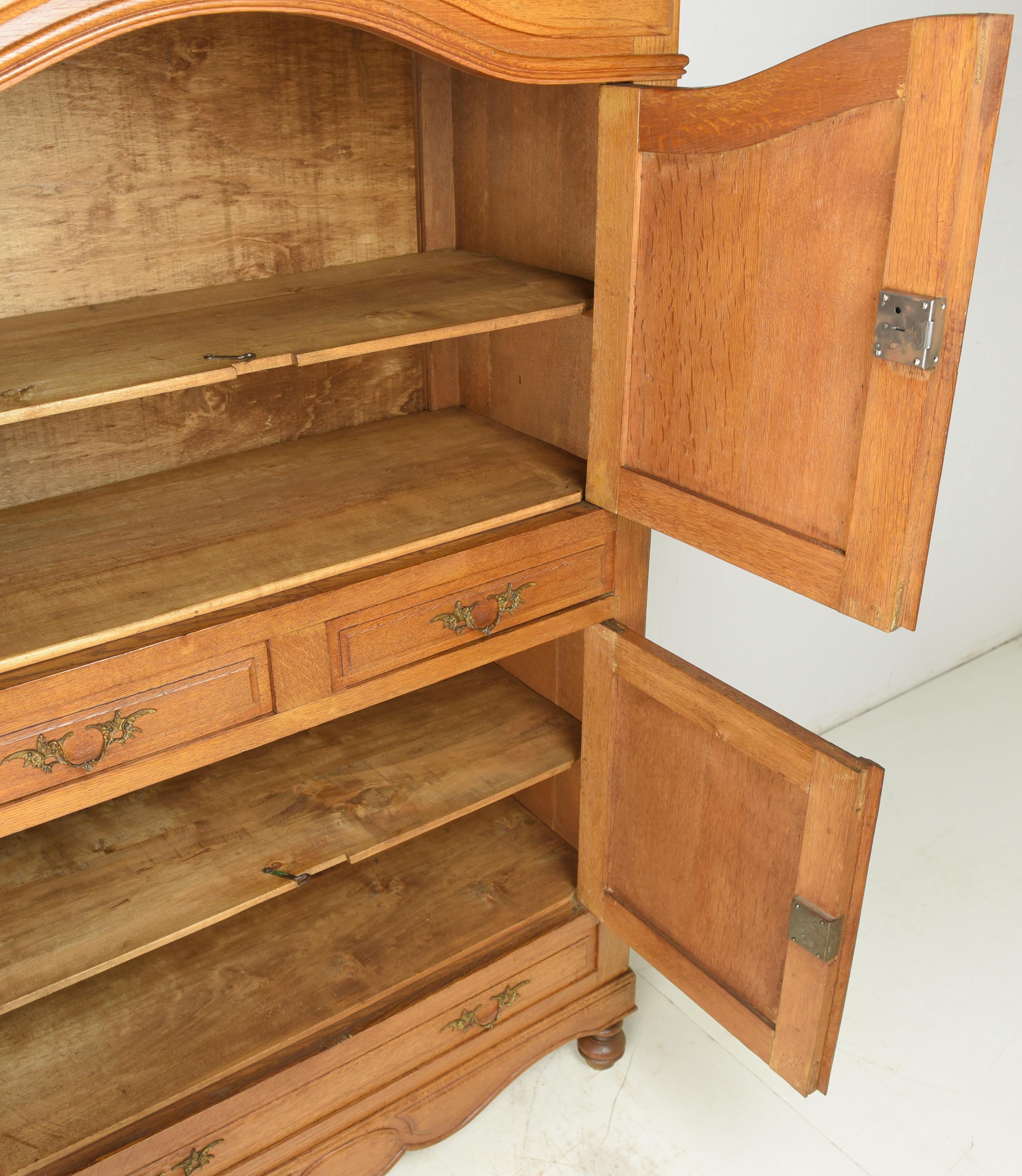 Wood Vertiko Tall Chest of Drawers / Cupboard in Solid Oak, 1880 For Sale