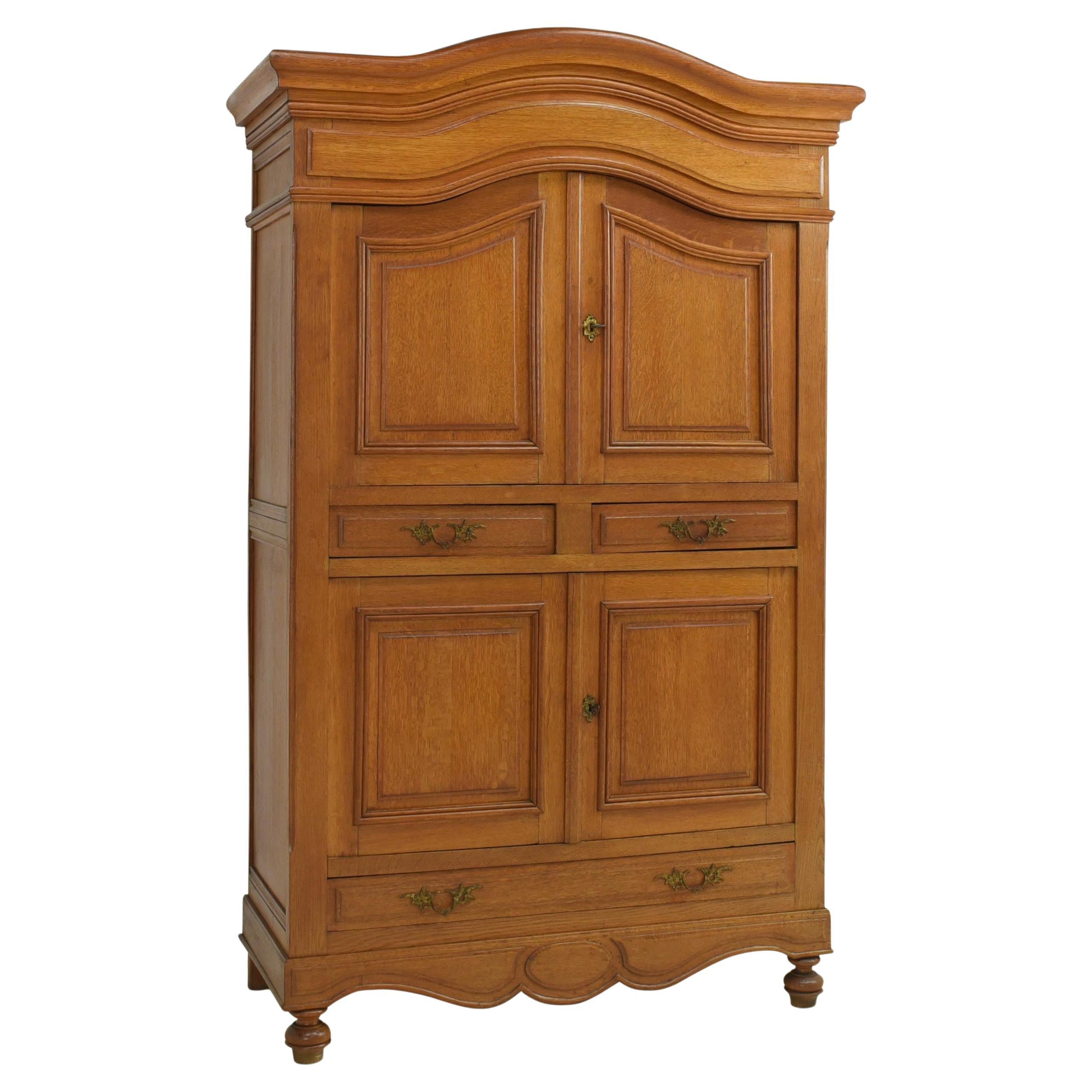 Vertiko Tall Chest of Drawers / Cupboard in Solid Oak, 1880 For Sale
