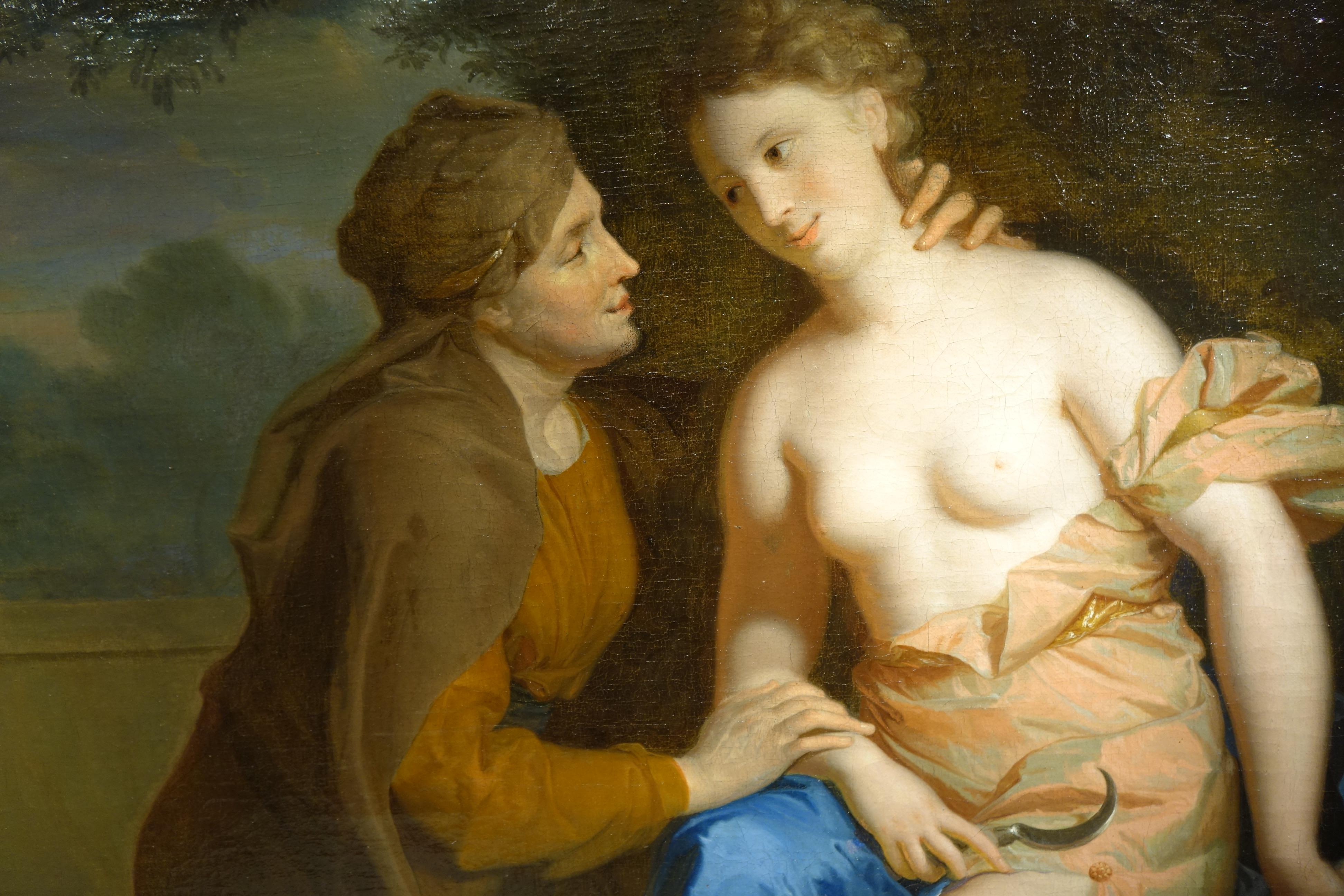 French Vertumnus and Pomona , Oil on Canvas Attributed to F.A. Verdier For Sale