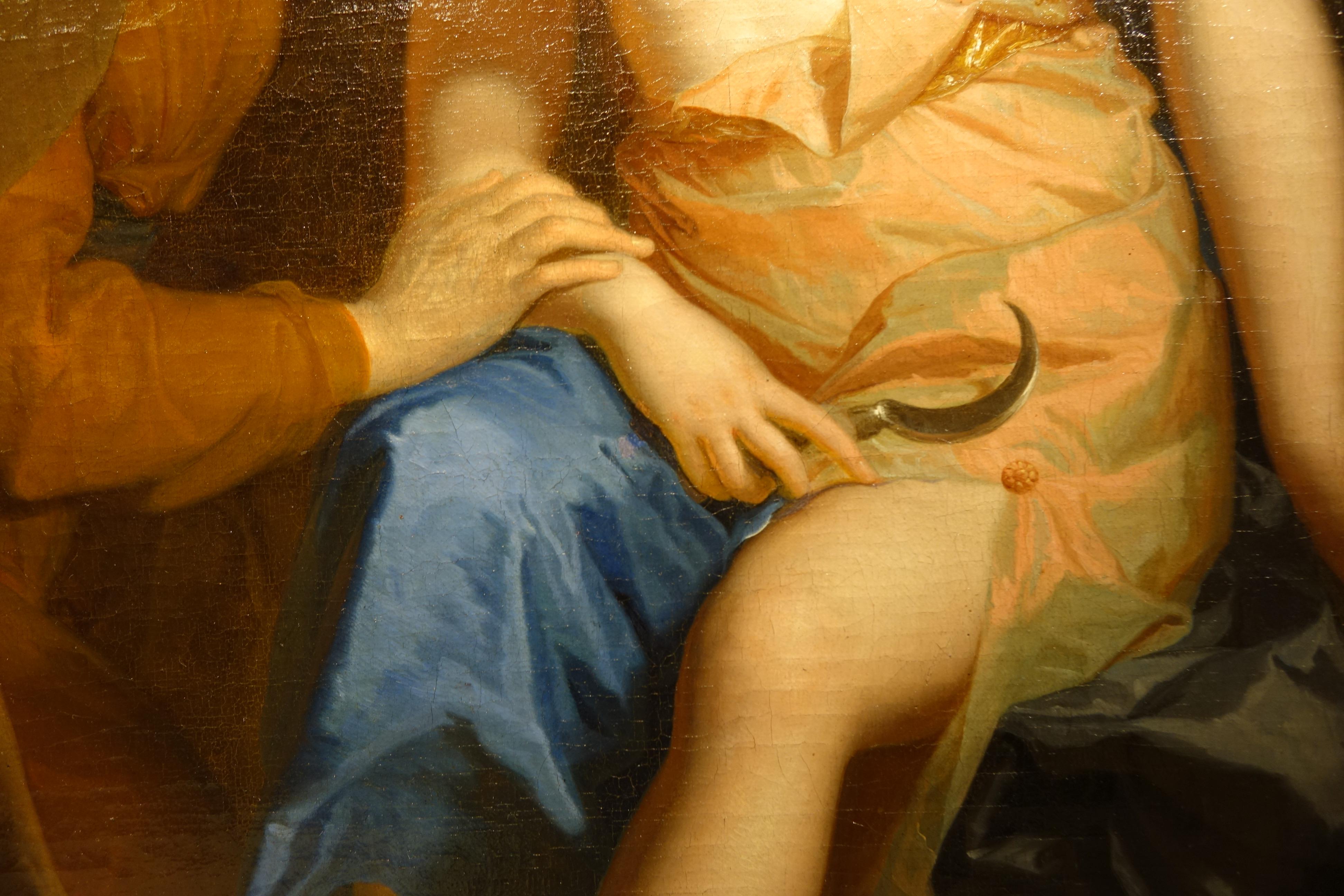 Hand-Carved Vertumnus and Pomona , Oil on Canvas Attributed to F.A. Verdier For Sale