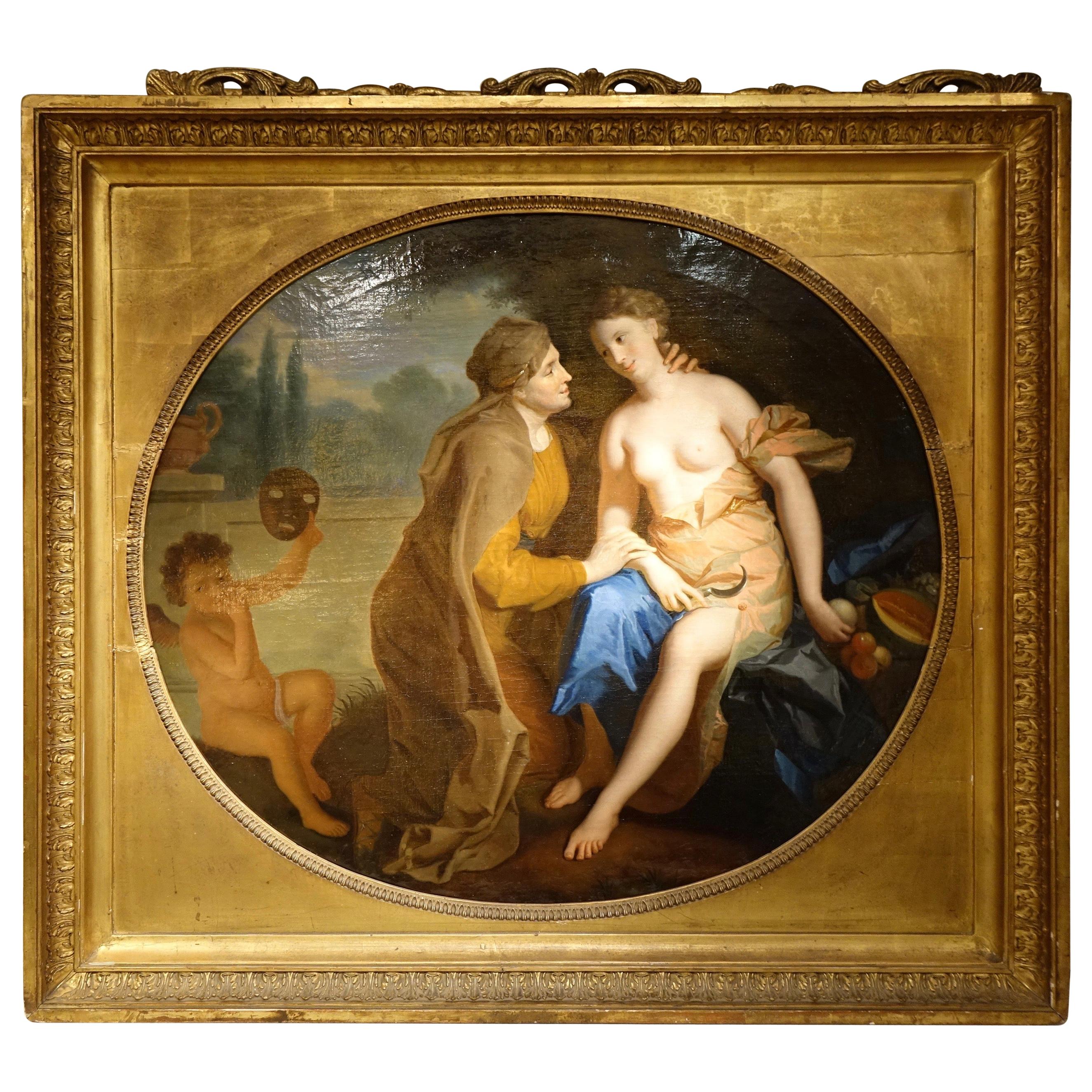 Vertumnus and Pomona , Oil on Canvas Attributed to F.A. Verdier For Sale