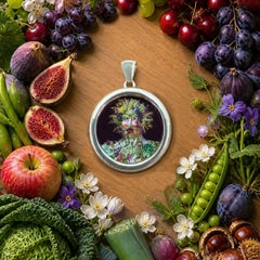 VERTUMNUS Hand-Painted Silver Pendant on Onyx 925 Silver Pendant