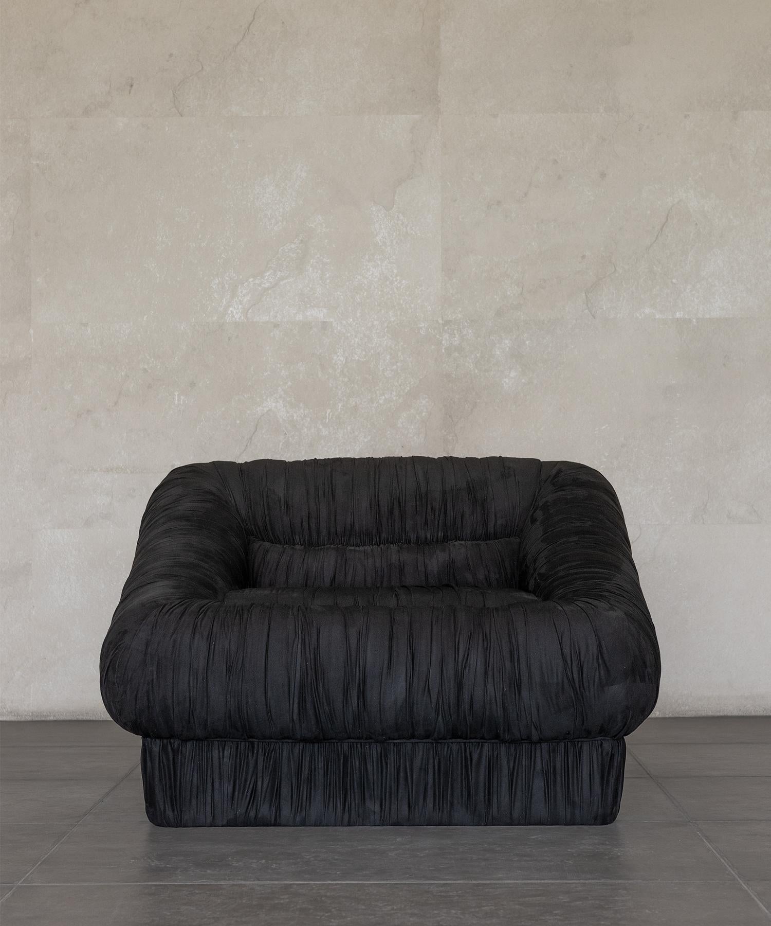 Modern VERVE LOUNGE CHAIR - Faux Black Suede by SHO MODERN For Sale