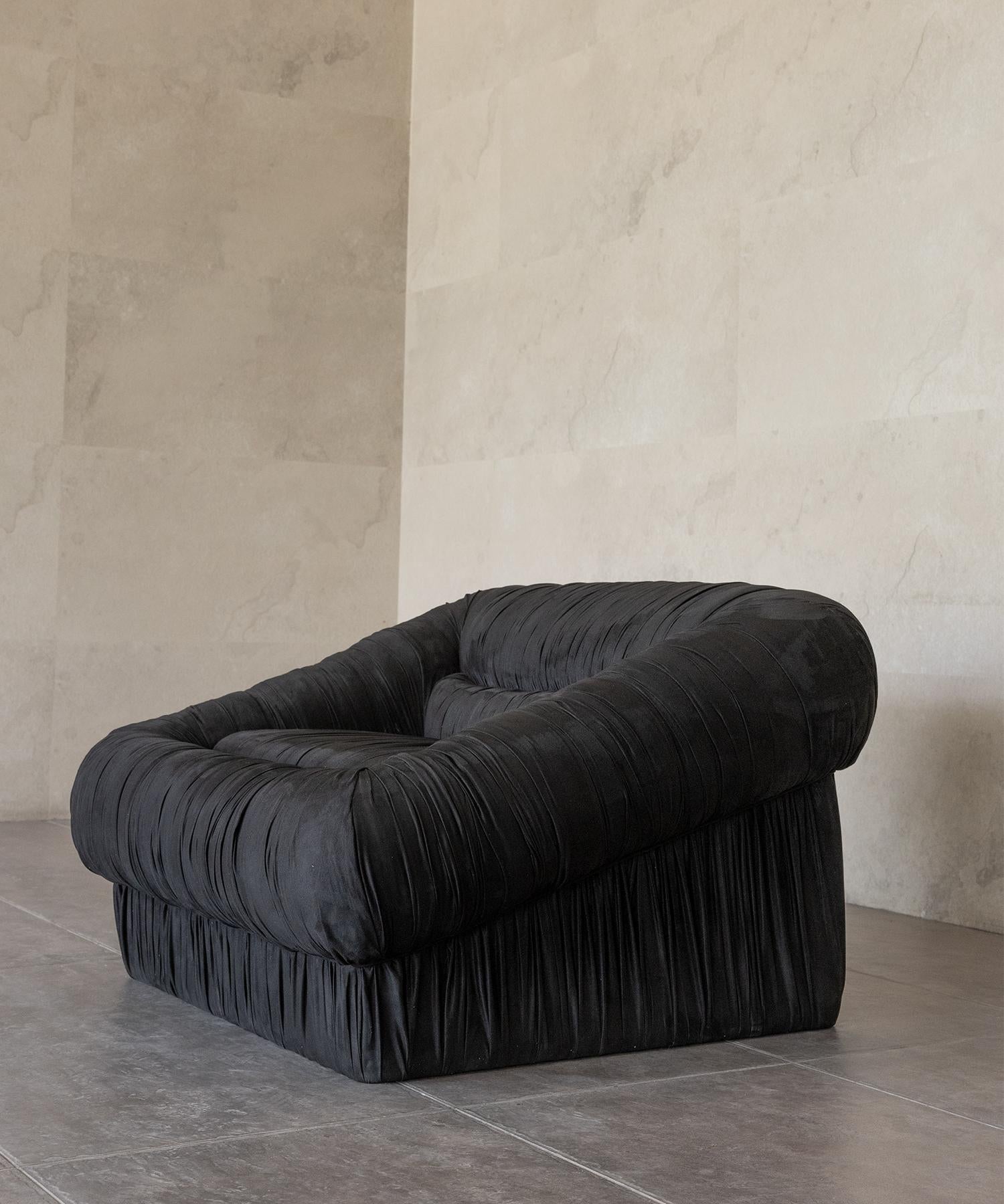 Indian VERVE LOUNGE CHAIR - Faux Black Suede by SHO MODERN For Sale