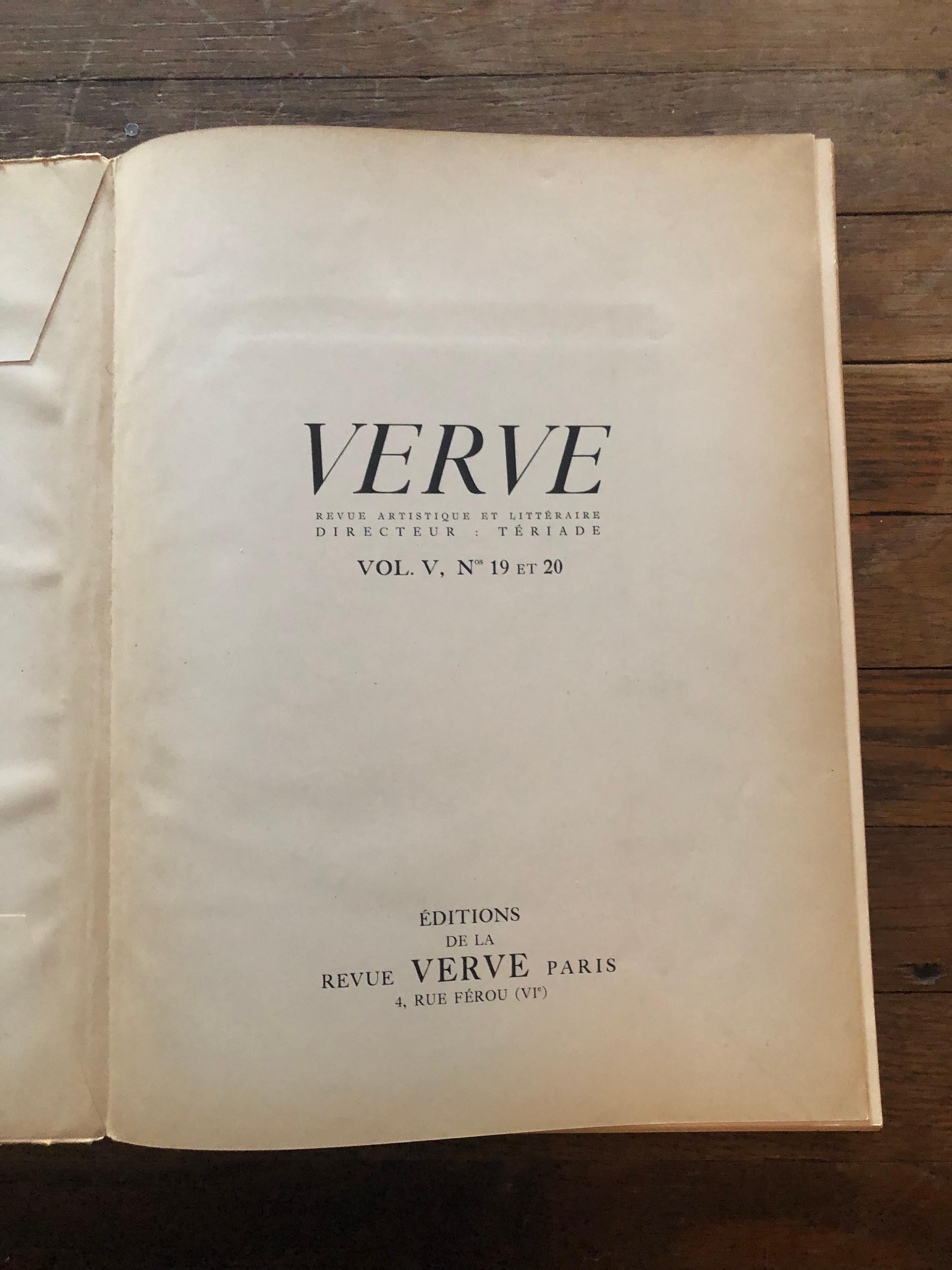 Français Magazine Verve n° 19 et 20, 1948, Édition Pablo Picasso, Couleur de Picasso en vente