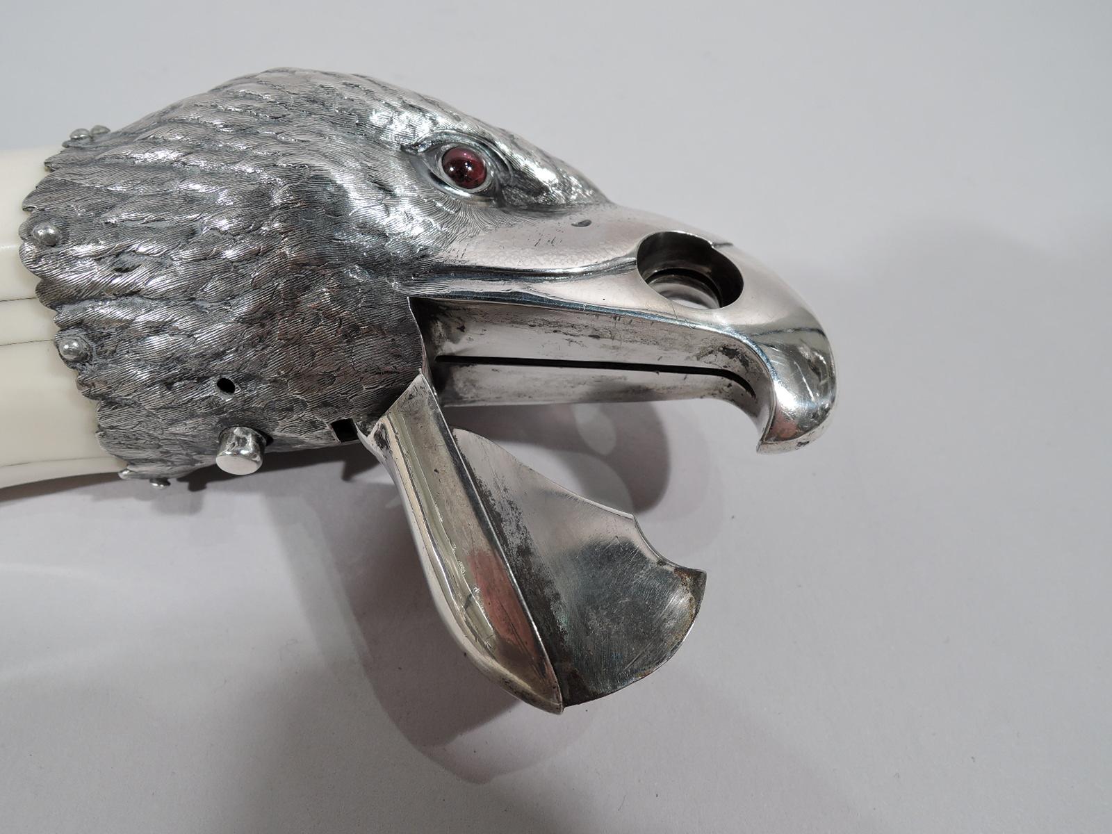 Very Alpha Antique Austrian Silver-Mounted Eagle-Head Cigar Cutter In Excellent Condition In New York, NY