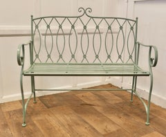 Very Attractive French Folding Green Metal Garden Bench