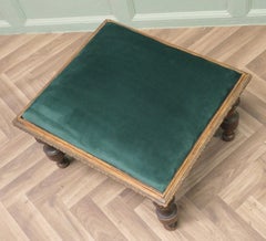 Very Attractive Green Velvet  Foot Stool  This is a Victorian piece