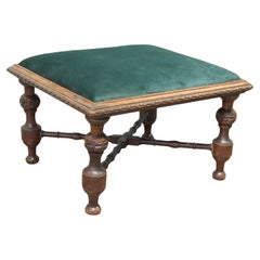 Very Attractive Green Velvet  Foot Stool  This is a Victorian piece