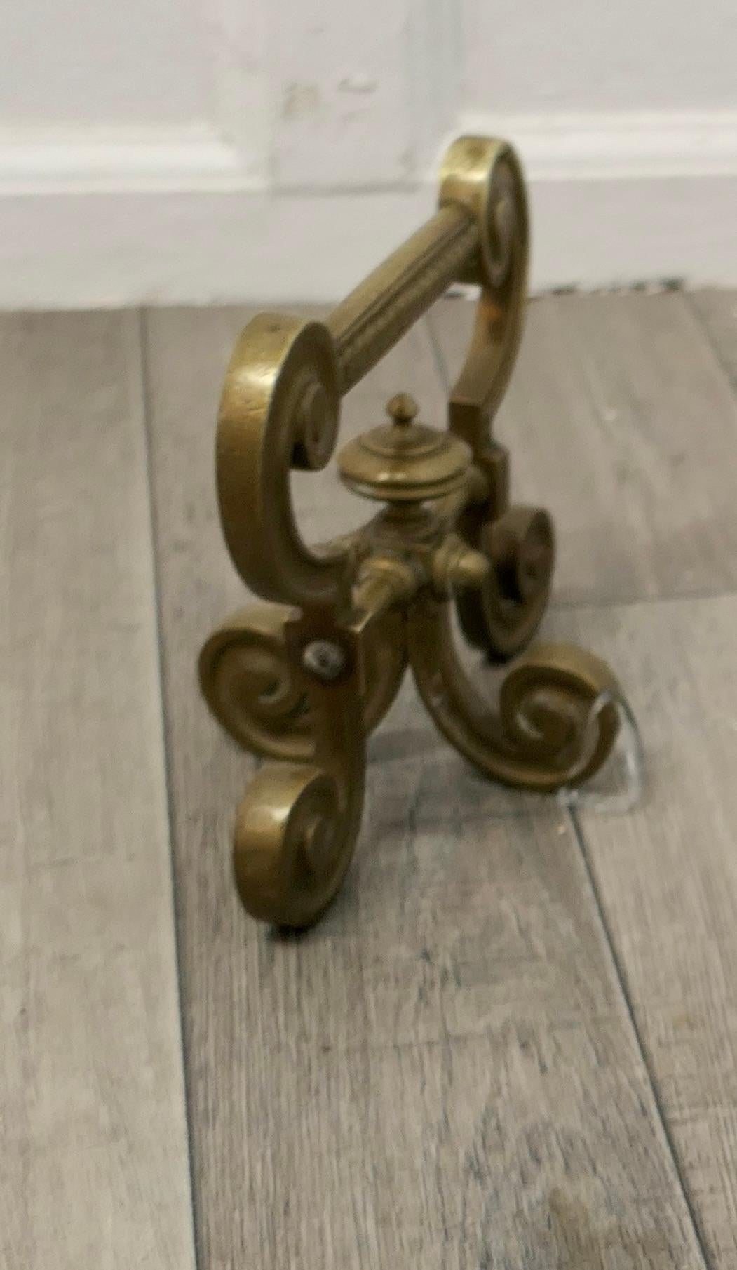 Adam Style Very Attractive Pair of Brass Andirons, Fire Tool Rests For Sale