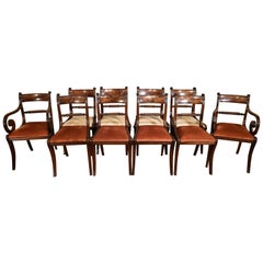 Very Attractive Set of Ten Harlequin Regency Dining Chairs
