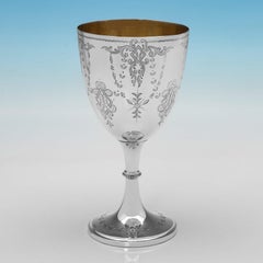 Very attractive Victorian antique sterling silver wine goblet made in 1869