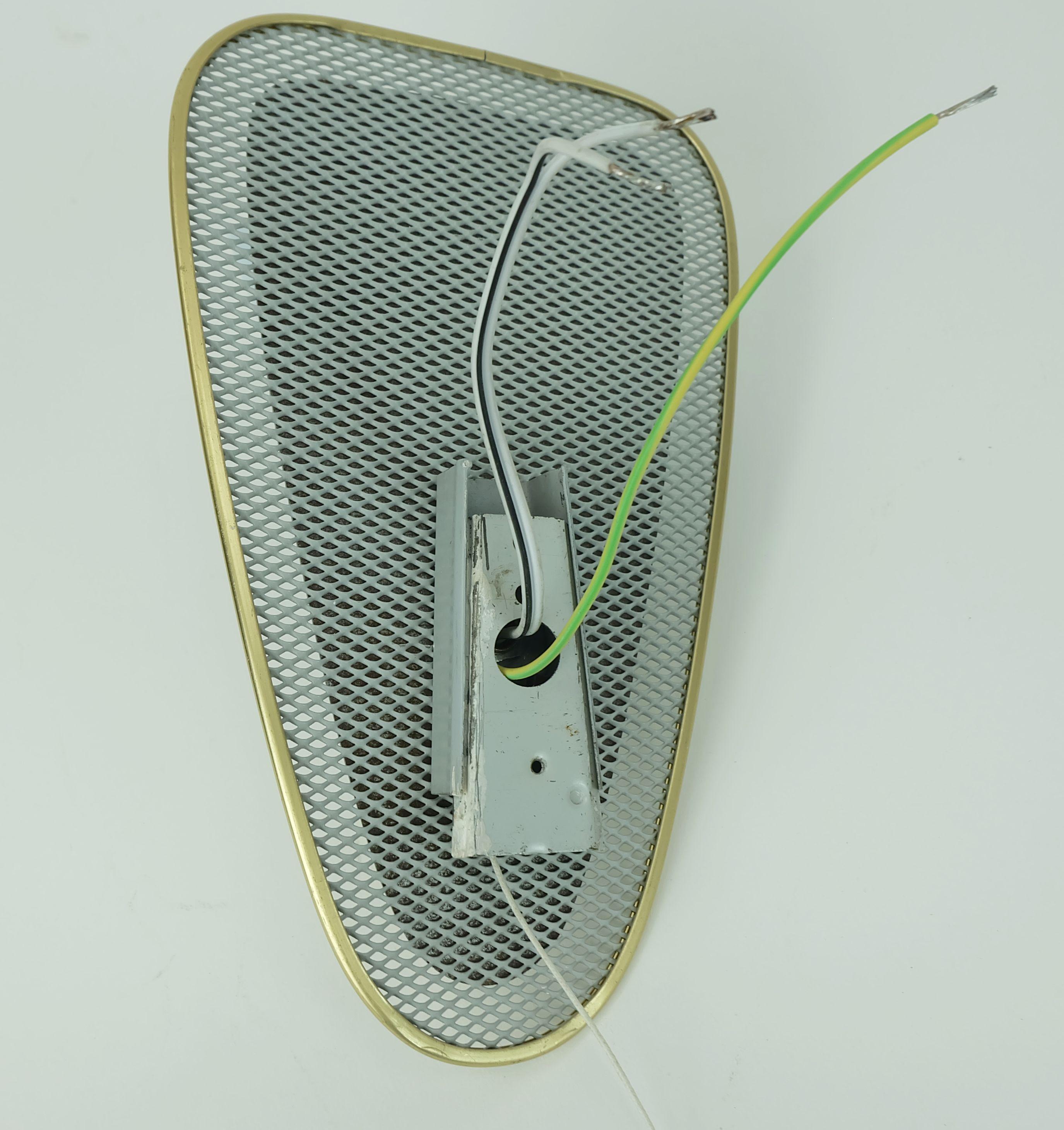 Metal very beautiful 1950s SCONCE metal mesh and brass with glass shade For Sale