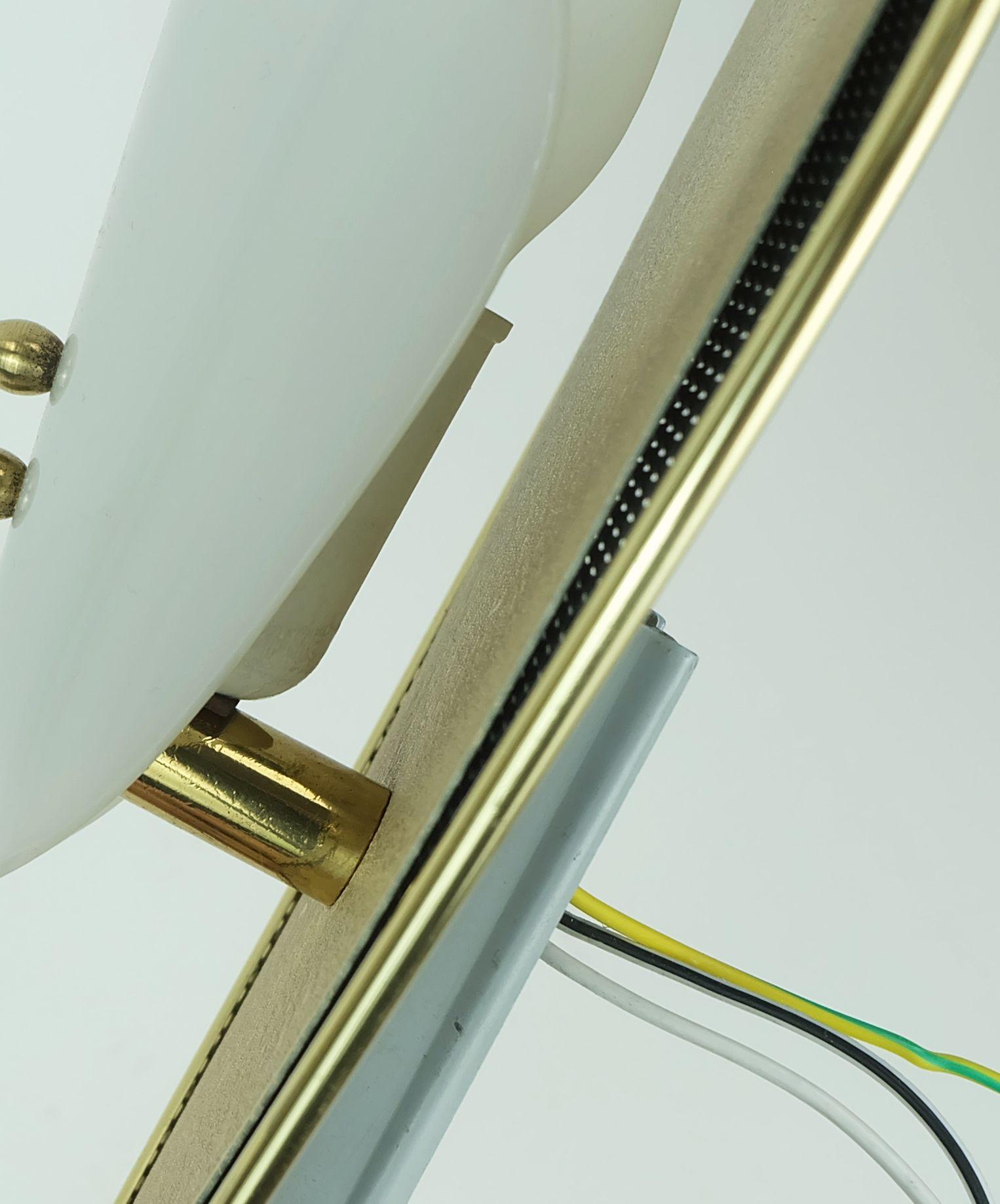 Metal very beautiful 1950s SCONCE metal mesh and brass with white acrylic shade For Sale