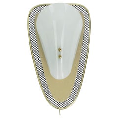 very beautiful 1950s SCONCE metal mesh and brass with white acrylic shade