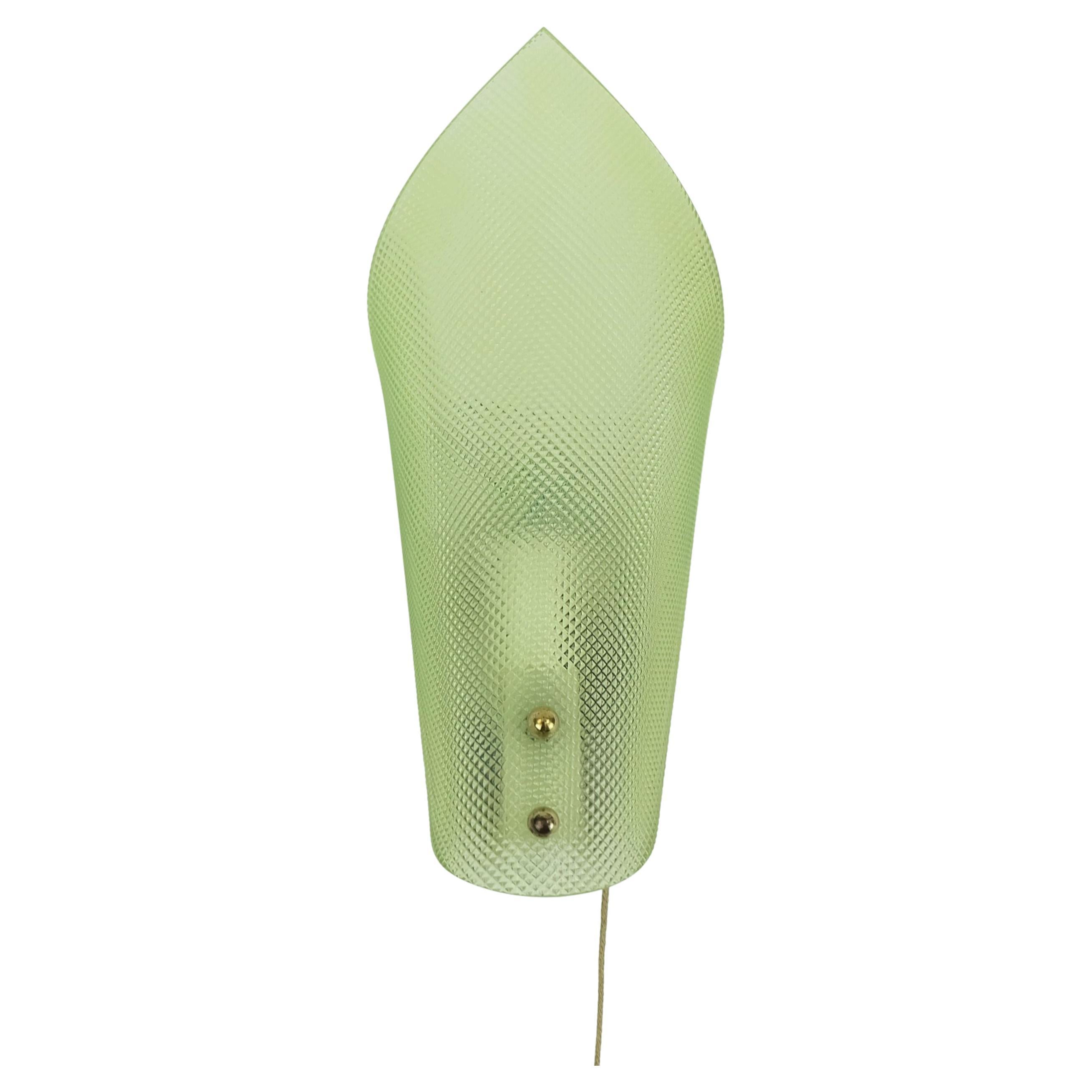 very beautiful 1950s SCONCE with green acrylic shade