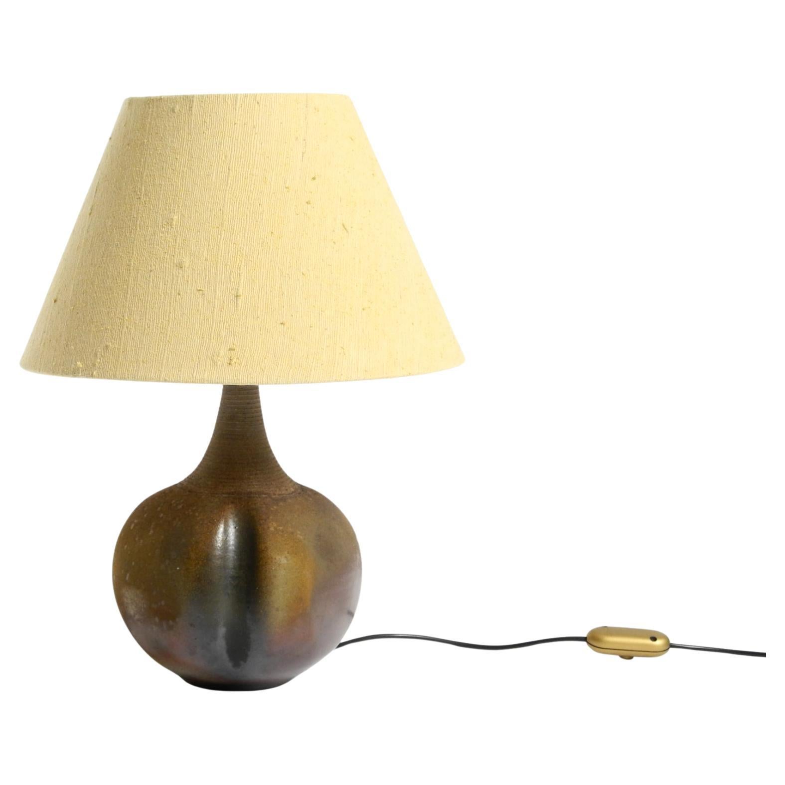 Very beautiful 1960s ceramic table lamp with original fabric shade