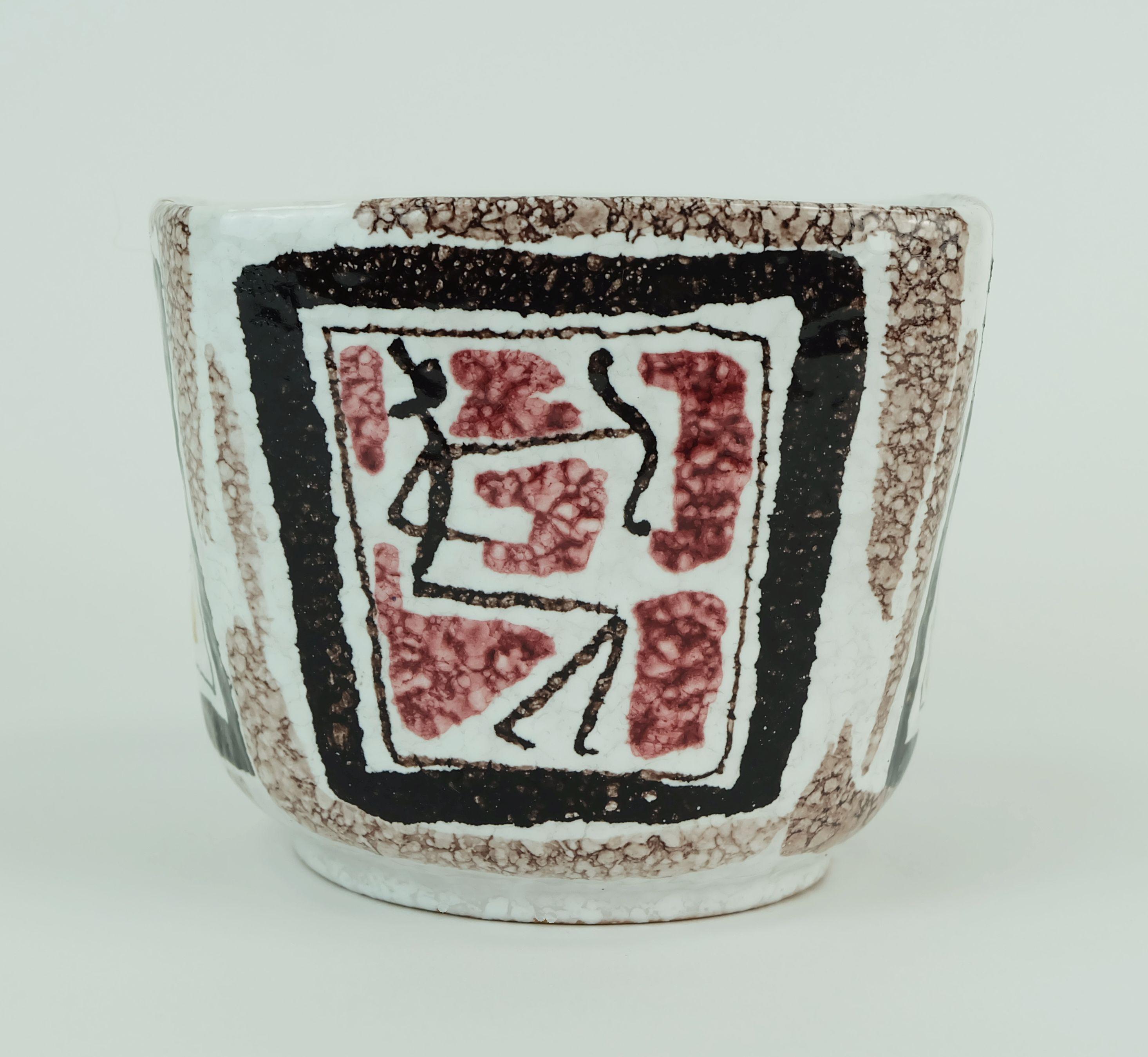 Ceramica very beautiful and decorative small mid century PLANT POT cachepot italy 625/208 in vendita